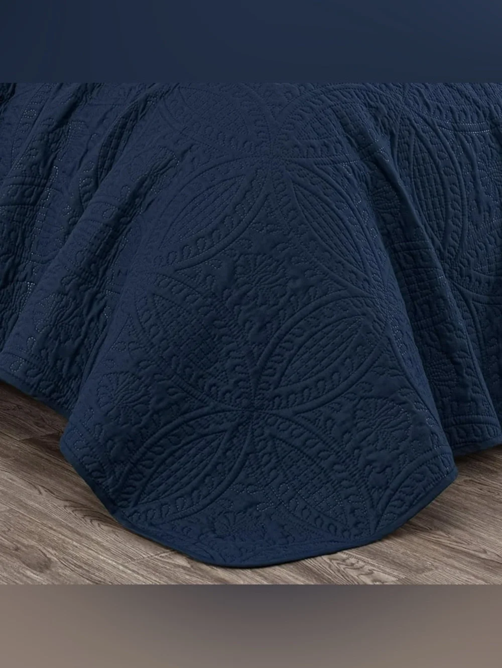 Navy Quilted king 3 piece Bedding Set -